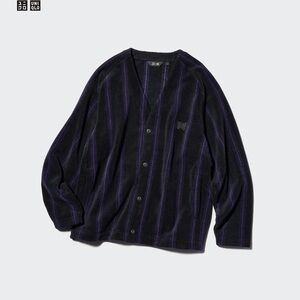 UNIQLO and NEEDLES Black/Purple stripe print Cardigan Fleece